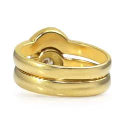 18ct Yellow Gold Diamond Halo Ring With Matching Wedding Band - Ring Set