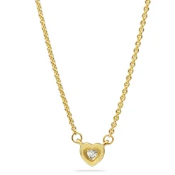 18ct Yellow Gold Diamond Heart Solitaire Necklace