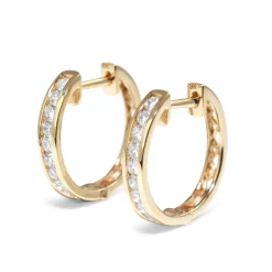 9ct Yellow Gold Diamond Hoop Earrings