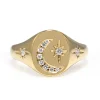 18ct Yellow Gold Diamond Moon and Stars Signet Ring