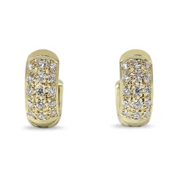 9ct Yellow Gold Diamond Pave Hoop Earrings