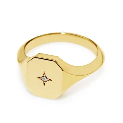 9ct Yellow Gold Diamond Signet Ring