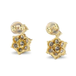 18ct Yellow Gold Drop Diamond Cluster Earrings