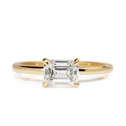 18ct Yellow Gold East West Emerald Cut 1.05ct Diamond Solitaire Ring
