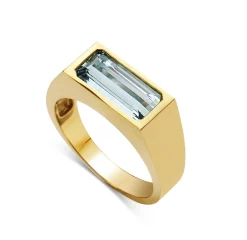 18ct Yellow Gold East West Set Aquamarine Ring