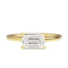 18ct Yellow Gold East West Emerald Cut 1.00ct Diamond Solitaire Ring