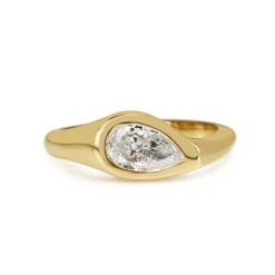 18ct Yellow Gold East West Pear Bezel Diamond Ring