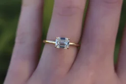 18ct Yellow Gold East West Emerald Cut 1.05ct Diamond Solitaire Ring