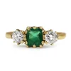 18ct Yellow Gold Emerald and Diamond 3 Stone Ring