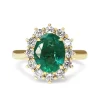 18ct Yellow Gold Emerald and Diamond Halo Ring