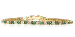 14ct Yellow Gold Emerald and Diamond Bracelet