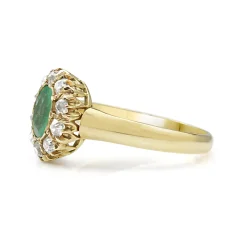 18ct Yellow Gold Emerald and Diamond Antique Ring