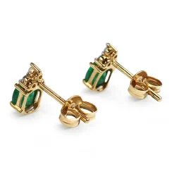 9ct Yellow Gold Emerald and Diamond Stud Earrings