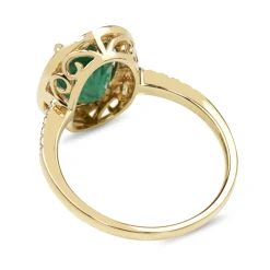 18ct Yellow Gold Emerald and Diamond Halo Ring