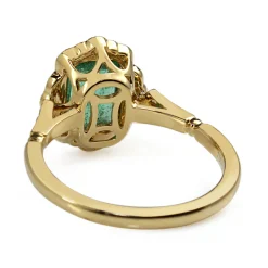 18ct Yellow Gold Emerald and Diamond Halo Vintage Style Ring