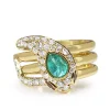 18ct Yellow Gold Emerald, Ruby and Diamond Snake / Serpent Ring