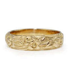 9ct Yellow Gold Engraved Floral Band