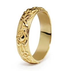 9ct Yellow Gold Engraved Floral Band