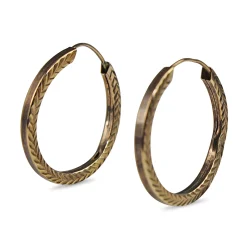 9ct Yellow Gold Engraved Hoop Earrings