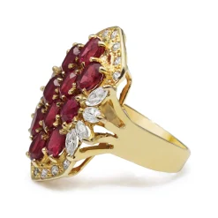 18ct Yellow Gold Estate Ruby and Cubic Zirconia Ring