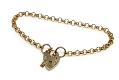9ct Yellow Gold Fine Belcher Link Bracelet with Padlock