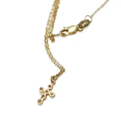14ct Yellow Gold Fine Bezel Diamond Cross Necklace