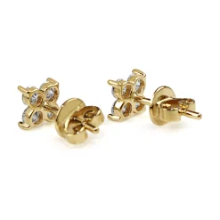 9ct Yellow Gold Fine Clover Diamond Stud Earrings