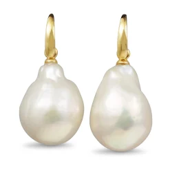 9ct Yellow Gold Fresh Water Baroque Pearl Earrings