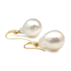 9ct Yellow Gold Fresh Water Baroque Pearl Earrings