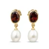 9ct Yellow Gold Garnet and Pearl Earrings