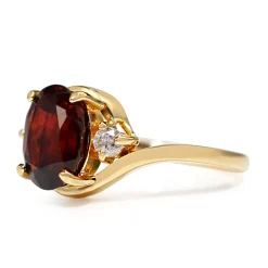 18ct Yellow Gold Garnet and Diamond Ring