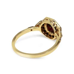 9ct Yellow Gold Garnet, Onyx and Diamond Ring