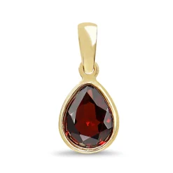 9ct Yellow Gold Garnet Pear Shaped Pendant