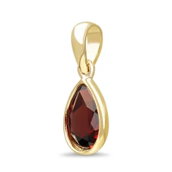9ct Yellow Gold Garnet Pear Shaped Pendant