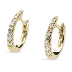 9ct Yellow Gold Graduated Diamond Hoop Earrings