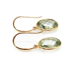9ct Yellow Gold Green Amethyst Earrings