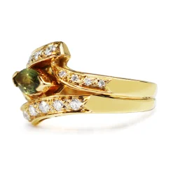 18ct Yellow Gold Green Sapphire and Diamond Ring