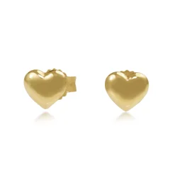 9ct Yellow Gold Heart Stud Earrings