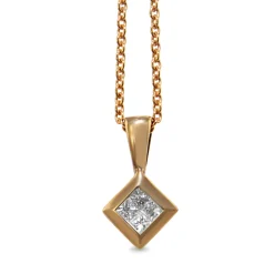 9ct Yellow Gold Illusion Set Diamond Pendant