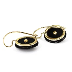 14ct Yellow Gold Jet and Rose Cut Diamond Antique Earrings