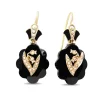14ct Yellow Gold Jet and Seed Pearl Antique Earrings