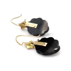 14ct Yellow Gold Jet and Seed Pearl Antique Earrings