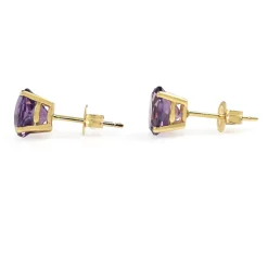9ct Yellow Gold Large Amethyst Stud Earrings