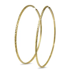 18ct Yellow Gold Large 72mm Engraved Hoop Earrings