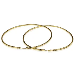 18ct Yellow Gold Large 72mm Engraved Hoop Earrings