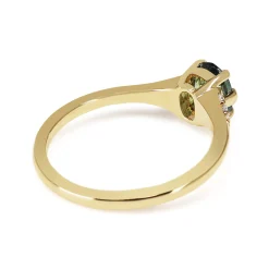 18ct Yellow Gold Light Teal Sapphire and Diamond Ring