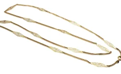 18ct Yellow Gold Long Chain Necklace with Fancy Link Section