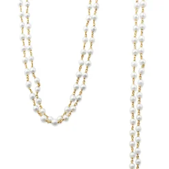 18ct Yellow Gold Long Pearl Necklace