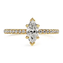 18ct Yellow Gold Marquise Diamond Solitaire Ring