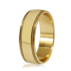 9ct Yellow Gold Millgrain Wide Band Ring